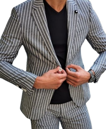 Groom Wear Gray Striped Suits костюм мужской Wedding Dress Prom Dress Business Suits Party Suits Two Pieces Suit(Jacket+Pants)