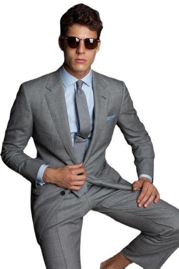 Gray Shawl Lapel Men's Wedding Suits Wedding Suits Two Buttons Groom Wedding Suits Two Pieces ( Jacket+Pants)