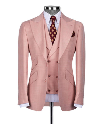 Traje de novio rosa de doble botonadura, 3 piezas, blazer, chaleco, pantalones, clásico, para negocios, para hombre, traje a medida para boda, graduación, fiesta, trajes masculinos