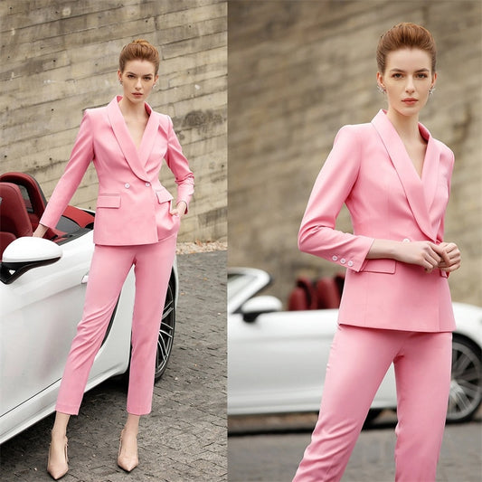 Ensemble costume 2 pièces rose pour femme, blazer et pantalon, coupe slim, formel, pour le bureau, pour un mariage, sur mesure