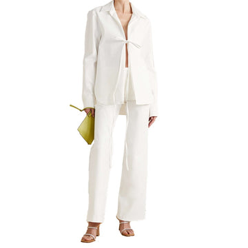 2 Piece Set Women Pant Suits Ivory Office Lady Wear Uniform Formal Trousers Waistcoat Jacket Blazer Suit