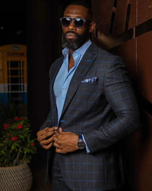 2 Pieces Plaid Men Wedding Tuxedos Custom Made Blazer&Pants Groom Groomsmen Suit Causal Men Wear