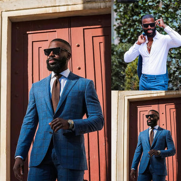 Esmoquin de boda a cuadros de 2 piezas para hombre, blazer y pantalones, traje informal para padrinos de boda, hecho a medida.