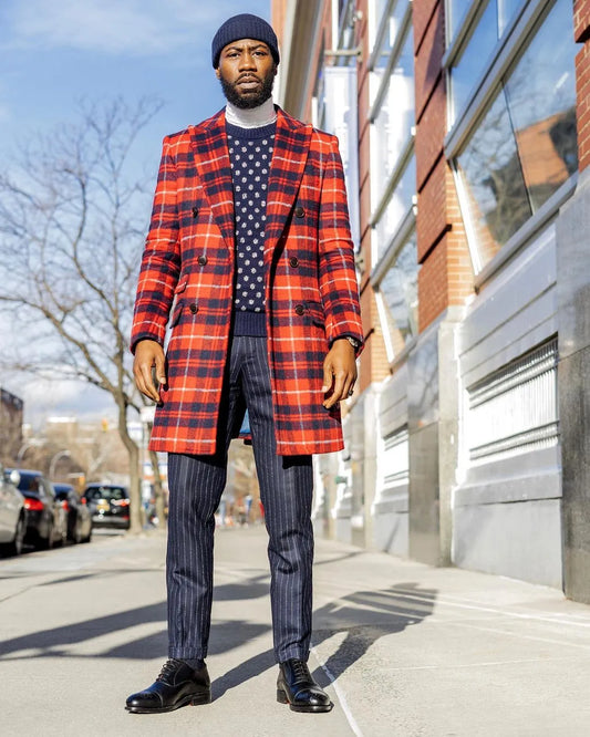 2 Pieces Stripes Plaid Men Wedding Tuxedos Custom Made Plaid Blazer& Stripes Pants Groom Groomsmen Suit Men Causal Wear