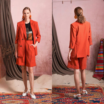 Red Women Suits Short Work Party Wear For Ladies Loose Fit Business Tuxedos Guest Wedding Prom Party