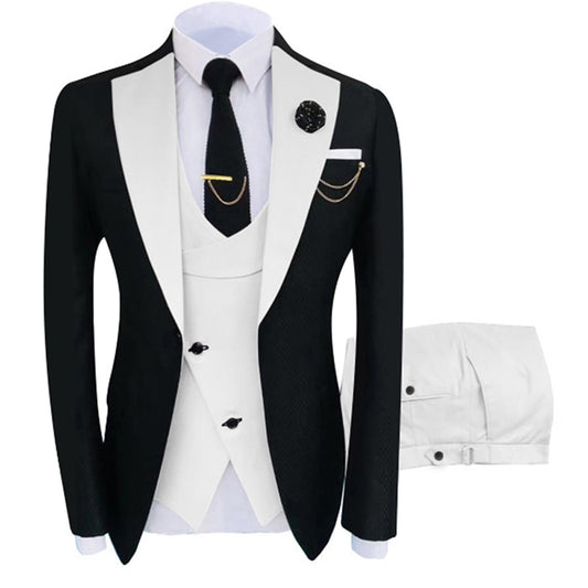 Blazers Slim Fit pour hommes, costumes de bal et de marié pour mariage (veste + gilet + pantalon)