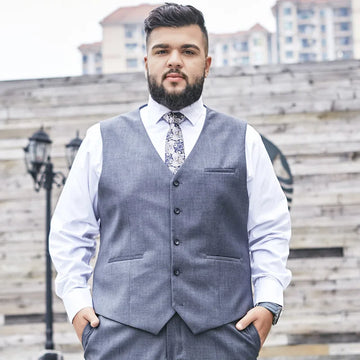 Plus Size Suit Vest Men Solid Color Single Breasted Waistcoat For Host Groom Groomsmen Grey Black Navy Waist Coat 9XL
