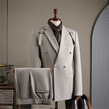 Ensemble de costume d'automne pour homme, blazer et pantalon, tenue deux pièces croisée, smoking de haute qualité, tenue formelle