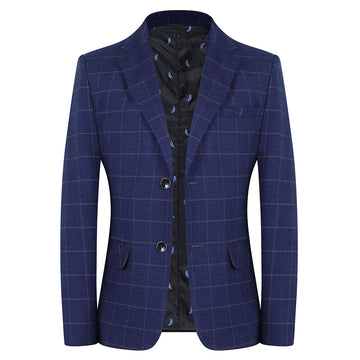 Nuevo abrigo de moda, elegante traje a cuadros a juego para hombre, blazer informal de poliéster