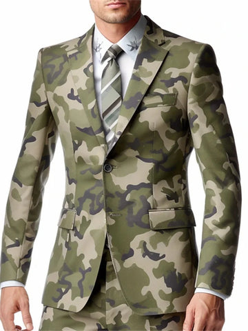 Traje informal con estampado de camuflaje 3D para hombre, chaqueta clásica versátil para negocios, oficina, calle y exteriores.