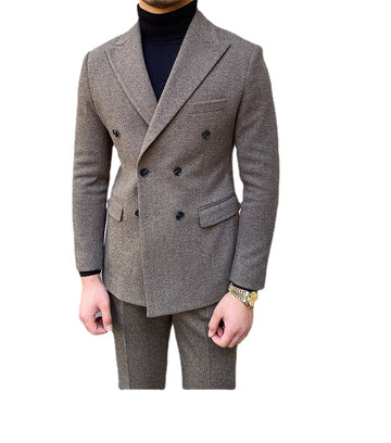 Costume de mariage pour homme, costume formel décontracté à double boutonnage, 2 pièces, pour bureau, travail, fête, bal de promo