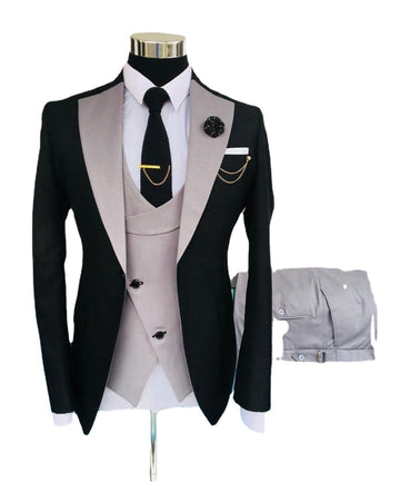Costume Slim Fit Men Suits 3 Pieces Slim Fit Business Suits Groom Black Tuxedos Suit Jacket Pant Vest