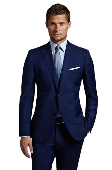 Tailored Dark Blue Costume Homme Terno Men Suit 2Pcs(Jacket+Pant+Tie)Blazer Trousers Wedding Party Wear Tuxdeo