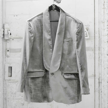 Costume 2 pièces en velours argenté pour homme, tenue décontractée, tenue de soirée, de mariage, veste et pantalon