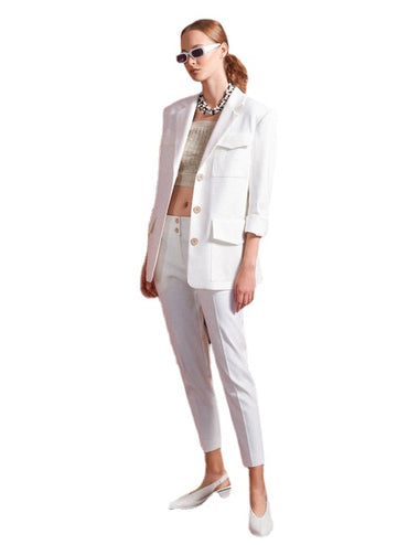 Trajes de madre de la novia blancos fríos, para boda, para mujer, blazer, 2 piezas, para fiesta de noche (chaqueta + pantalón)