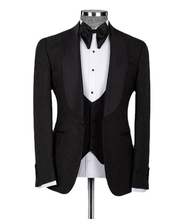 Costume de mariage noir de luxe pour homme, 3 pièces, blazer, gilet, pantalon, sur mesure, pour bal de promo, fête