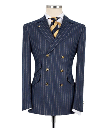 Traje clásico a rayas para hombre, esmoquin cruzado para padrino de boda, 2 piezas, blazer, pantalones, traje formal de negocios, traje para fiesta de graduación