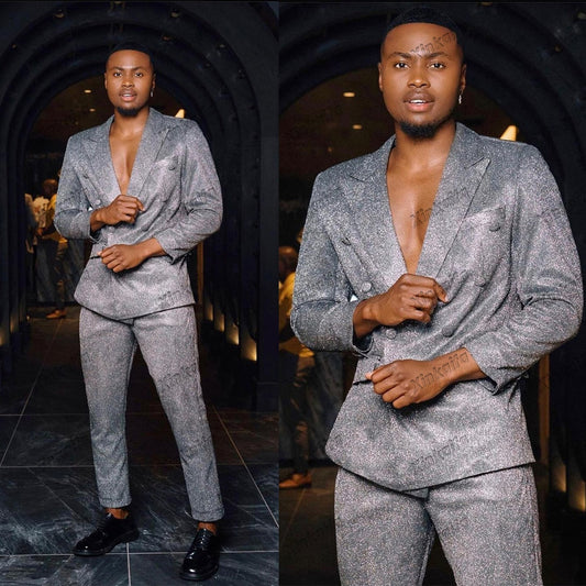 Autumn Fashion Shine Wedding Men Suits New Business Tailor-Made Groom 2-Pieces Coat Pants Formal Occasions Party Customized