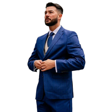Costume de mariage à carreaux bleus pour homme, coupe slim, sur mesure, 2 pièces, manteau et pantalon, pour occasions formelles, fête, chanteur