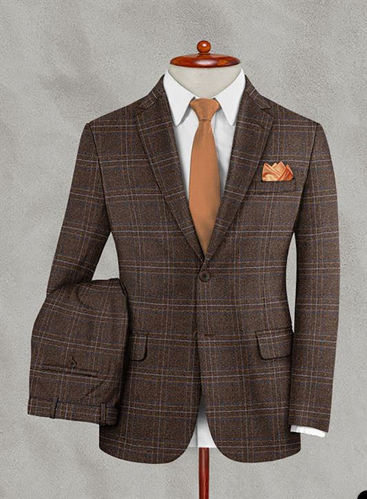 Costume homme d'affaires à carreaux marron, coupe slim, sur mesure, 2 pièces, simple boutonnage, blazer, pantalon, mariage, formel, décontracté, bal, sur mesure