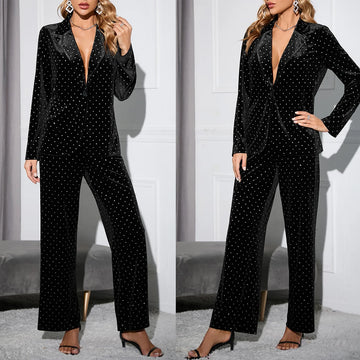 Business Dot Women Pants Suits Vintage One Button Loose Blazer Office Lady Dresses Custom Made 2 Pieces Set