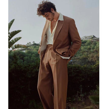Classic Men's Suit Jackets Men's r New Serge Suit Two-piece Business Casual Single-breasted French Suit Blazers