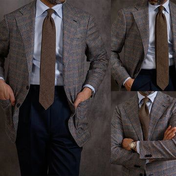 Esmoquin clásico a cuadros para hombre, hecho a medida, con solapa con muescas, blazer a cuadros, elegante, informal, para oficina, boda, 1 pieza