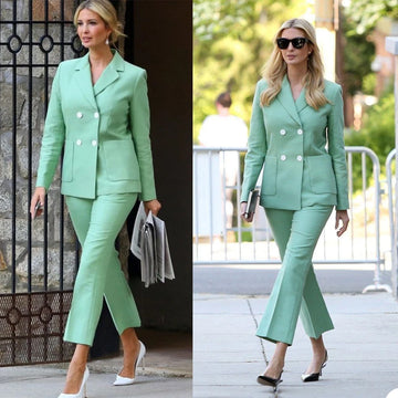 Classic Simple Dresses Notched Lapel Slim Fit Pocket Jacket Custom Made Pencil Pants Casual Blazer 2 Pieces Set
