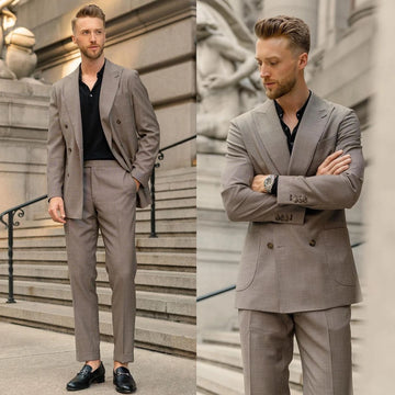 Traje clásico de boda para hombre, corte entallado, minicuadros, esmoquin a medida, 2 piezas, abrigo, pantalón, elegante traje de fiesta para novio.