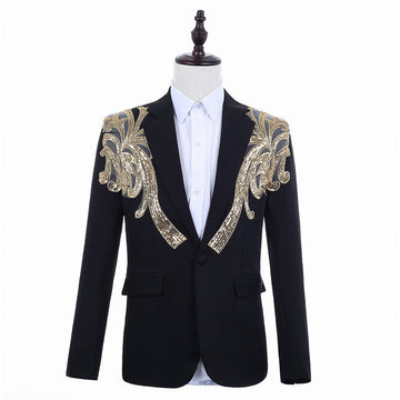 Classic Wedding men Suit With Sequin Applique Coat & Pant Custom Made Business Formal Groom Tuxedo Party Suits