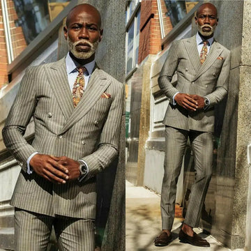 Classic Wedding Mens Suits Double Breasted Custom Slim Fit Groom Tuxedos Shawl Lapel Two Piece Jacket Pants Male Blazer