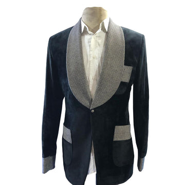 Traje clásico de terciopelo de invierno para hombre, abrigo de una pieza, cuello a cuadros vintage, chaqueta de un solo pecho, esmoquin de boda hecho a medida