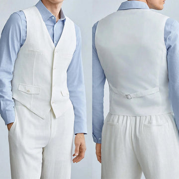 Elegant Men's Cotton Vest - Slim Fit Single Breasted Design for Formal Business Occasions - Customizable Sizes Available