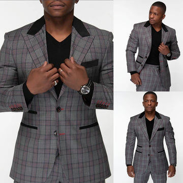 Trajes de negocios para hombre, trajes de moda a medida, 2 piezas, abrigo a cuadros, pantalones, esmoquin formal para boda, hecho a medida, moda para graduación.