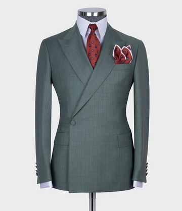 Costume Homme Double Breasted Men Suits One Button Wedding Tuxedo Terno Prom Groom 2 Pcs Slim Fit Blazer Jacket+Pant