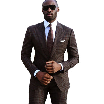 Traje de hombre, traje de 2 piezas, a cuadros, dos botones, corte entallado, formal, para negocios, boda, informal, graduación