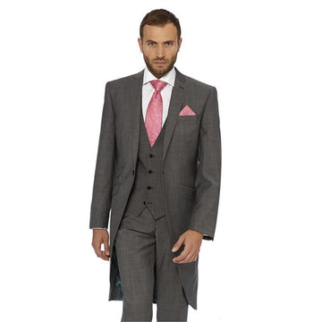 Custom Made Dark Gray Blazer Trousers Men Suits 3Pcs(Jacket+Pants+Vest+Tie)Formal Groom Long Coat Tuxedo Notch Lapel