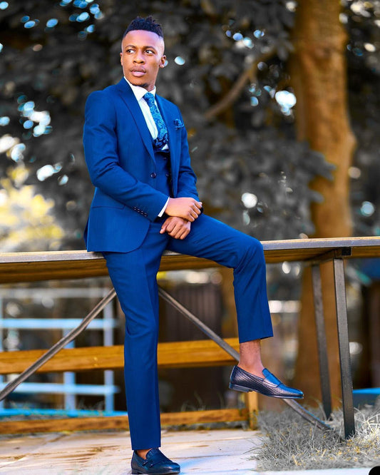 Trajes de negocios azul oscuro para hombre, corte entallado, 3 piezas, chaqueta de un solo pecho, chaleco, pantalones, boda, formal, casual, graduación, a medida