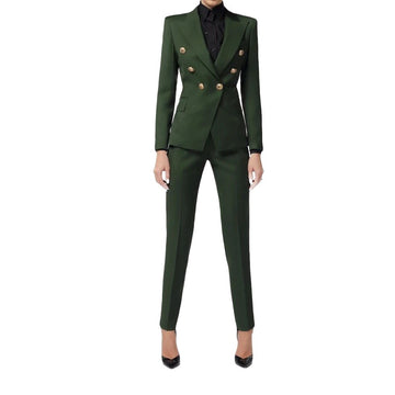 Dark Green Women Blazer Suits Slim Fit Street Power Leisure Evening Party Jacket Outfit Wedding Wear 2 Pieces