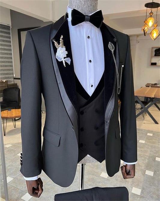Ensemble de costumes de mariage gris foncé pour hommes, smoking de marié 3 pièces, blazer formel + pantalon + gilet, sur mesure, veste de soirée
