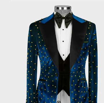 Elegantes esmoquin con cuentas para hombre, trajes de solapa con pico para novio, blazers de boda, 3 piezas, fiesta de graduación, personalizado, Terno Masculino Completo