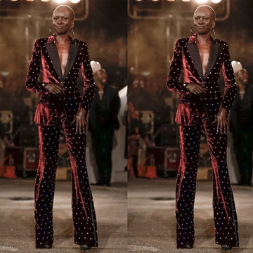 Costume de mariage pour femme, pantalon en velours bordeaux, avec perles, pour mère de la mariée, tenue de soirée ou de cérémonie
