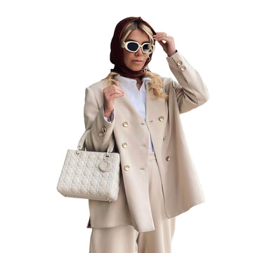 Summer Power Street Style Women Loose Blazer Suits 2 pieces V Neck Long Sleeve Mother of the Bride Pants Set