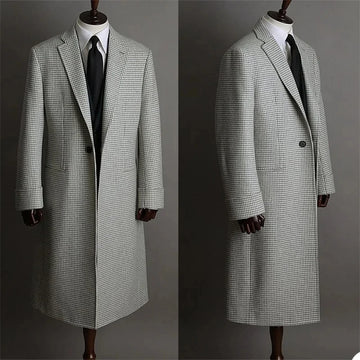 Abrigo largo de lana y algodón para hombre, traje de invierno, nuevo, con pequeño entramado, cómodo, a medida, para ocasiones formales, talla personalizada.