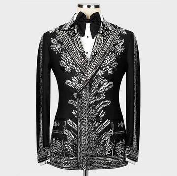 Formal Luxury Diamond Men Suits Shiny Beaded Crystals Groom Wedding Tuxedos 3 Pieces Party Blazers Business Vestidos De Novia