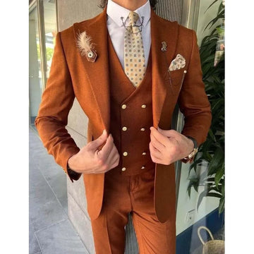 Trajes formales de solapa de pico con botonadura sencilla para hombre, 3 piezas, moda, corte entallado, trajes de negocios informales, esmoquin para fiesta de graduación y boda.