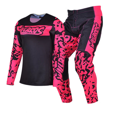 Conjunto de equipo de motocross para niña, camiseta rosa, pantalones y equipo de carreras de BMX, enduro, traje de motocross, kits de motocicleta Willbros para mujer