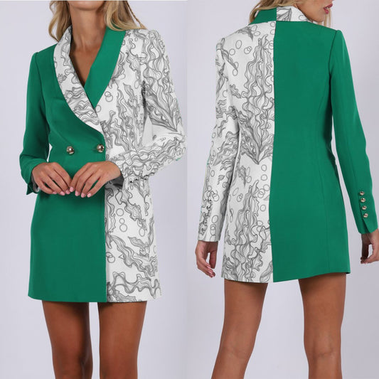 Blazer court vert pour femme, tenue de travail ample, coupe ample, pour les invités, les mariages, les bals de fin d'année