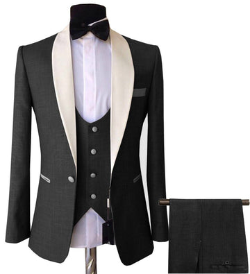 Men's Suits 3 Pieces Slim Fit Business Groom Pink Purple Tuxedo Jacket White Blazer for Wedding Prom Evening (Blazer+Vest+Pants)
