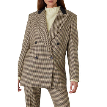 Chaqueta de lana marrón para mujer, traje de invierno para dama, a cuadros, gruesa, para fiesta de graduación, invitada de noche, boda, dos piezas, hecha a medida